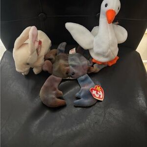 Ty Beanie Babies Rabbit, Goose, and Crab Set